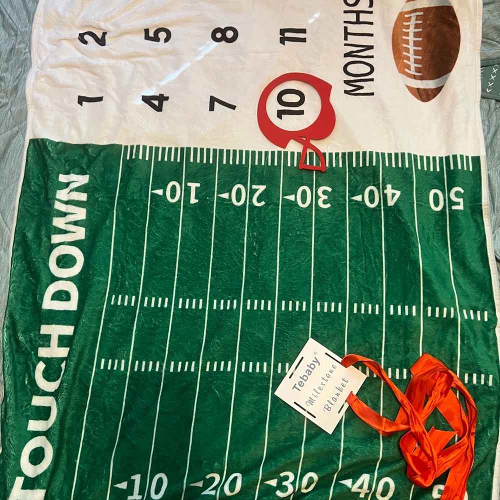 Football Milestone Blanket - Green and White